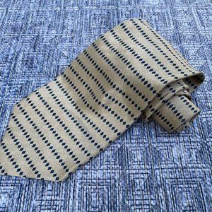 Van Heusen Men Tie Gold/Blue Tone Men Neck Tie Classic Ties 100% silk Handmade